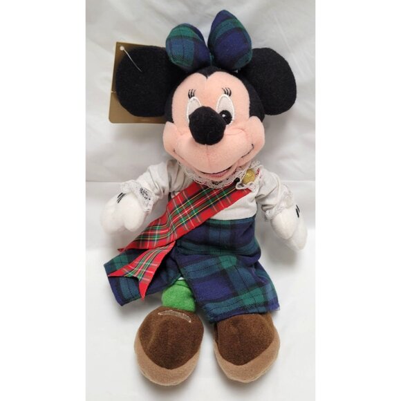 Vintage Disney Store Highland Minnie Mouse 9" Beanbag Plush Doll Tag NOS - Lot A - Picture 3 of 13